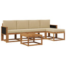 Udendørs sofagruppe 6 pcs Naturlig og Beige Polyester