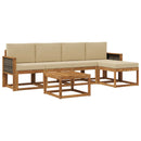 Udendørs sofagruppe 6 pcs Naturlig og Beige Polyester