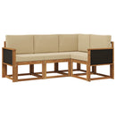 Udendørs sofagruppe 4 pcs Naturlig og Beige Polyester
