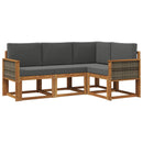 Udendørs sofagruppe 4 pcs Naturlig og Antracit Polyester