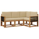 Udendørs sofagruppe 4 pcs Naturlig og Beige Polyester