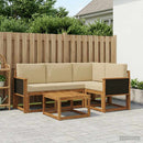 Udendørs sofagruppe 5 pcs Naturlig og Beige Polyester