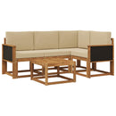 Udendørs sofagruppe 5 pcs Naturlig og Beige Polyester