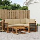 Udendørs sofagruppe 5 pcs Naturlig og Beige Polyester