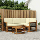 Udendørs sofagruppe 5 pcs Naturlig og Fløde Polyester