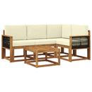 Udendørs sofagruppe 5 pcs Naturlig og Fløde Polyester