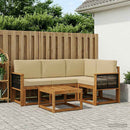 Udendørs sofagruppe 5 pcs Naturlig og Beige Polyester