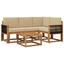 Udendørs sofagruppe 5 pcs Naturlig og Beige Polyester