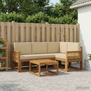 Udendørs sofagruppe 5 pcs Naturlig og Beige Polyester
