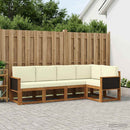 Udendørs sofagruppe 5 pcs Naturlig og Fløde Polyester