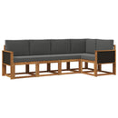 Udendørs sofagruppe 5 pcs Naturlig og Antracit Polyester