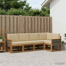 Udendørs sofagruppe 5 pcs Naturlig og Beige Polyester