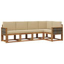 Udendørs sofagruppe 5 pcs Naturlig og Beige Polyester