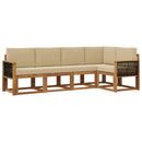 Udendørs sofagruppe 5 pcs Naturlig og Beige Polyester