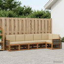 Udendørs sofagruppe med pude 6 pcs Naturlig og Beige Polyester