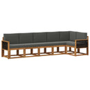 Udendørs sofagruppe 6 pcs Naturlig og Antracit Polyester