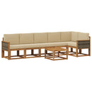 Udendørs sofagruppe med pude 7 pcs Naturlig og Beige Polyester
