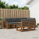 Udendørs sofagruppe 7 pcs Naturlig og Antracit Polyester