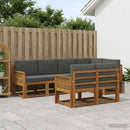 Udendørs sofagruppe 7 pcs Naturlig og Antracit Polyester