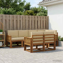 Udendørs sofagruppe med pude 7 pcs Naturlig og Beige Polyester
