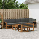 Udendørs sofagruppe 9 pcs Naturlig og Antracit Polyester
