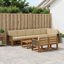 Udendørs sofagruppe med pude 9 pcs Naturlig og Beige Polyester