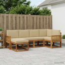 Udendørs sofagruppe med pude 6 pcs Naturlig og Beige Polyester