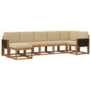 Udendørs sofagruppe med pude 7 pcs Naturlig og Beige Polyester