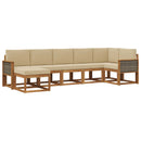 Udendørs sofagruppe med pude 7 pcs Naturlig og Beige Polyester