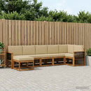 Udendørs sofagruppe med pude 7 pcs Naturlig og Beige Polyester