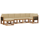 Udendørs sofagruppe med pude 7 pcs Naturlig og Beige Polyester