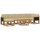 Udendørs sofagruppe med pude 8 pcs Naturlig og Beige Polyester