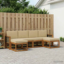 Udendørs sofagruppe med pude 6 pcs Naturlig og Beige Polyester