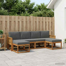 Udendørs sofagruppe 6 pcs Naturlig og Antracit Polyester