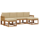 Udendørs sofagruppe med pude 6 pcs Naturlig og Beige Polyester