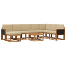 Udendørs sofagruppe 9 pcs Naturlig og Beige Massivt Akacietræ