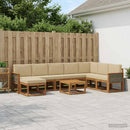 Udendørs sofagruppe 9 pcs Naturlig og Beige Massivt Akacietræ