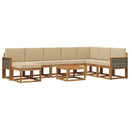 Udendørs sofagruppe 9 pcs Naturlig og Beige Massivt Akacietræ