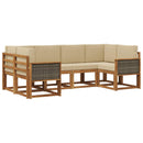 Udendørs sofagruppe 6 pcs Naturlig og Beige Massivt Akacietræ