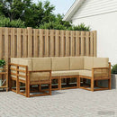 Udendørs sofagruppe 6 pcs Naturlig og Beige Massivt Akacietræ