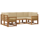 Udendørs sofagruppe 6 pcs Naturlig og Beige Massivt Akacietræ
