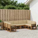 Udendørs sofagruppe 9 pcs Naturlig og Beige Massivt Akacietræ