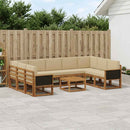 Udendørs sofagruppe 10 pcs Naturlig og Beige Massivt Akacietræ