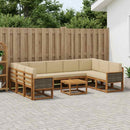 Udendørs sofagruppe 10 pcs Naturlig og Beige Massivt Akacietræ