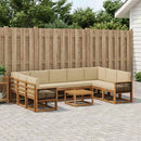 Udendørs sofagruppe 10 pcs Naturlig og Beige Massivt Akacietræ