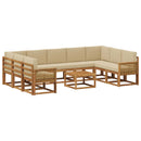 Udendørs sofagruppe 10 pcs Naturlig og Beige Massivt Akacietræ