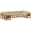 Udendørs sofagruppe 10 pcs Naturlig og Beige Massivt Akacietræ