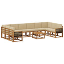 Udendørs sofagruppe 11 pcs Naturlig og Beige Massivt Akacietræ