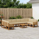 Udendørs sofagruppe 11 pcs Naturlig og Beige Massivt Akacietræ
