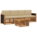 Udendørs sofagruppe 5 pcs Naturlig og Beige Massivt Akacietræ